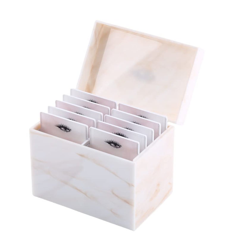 10 Layers Acrylic Eyelash Storage BoxEyelash Holder Extension ToolMakeup Organizer False Eyelashes Glue Pallet Holder Grafting Eye lashes ClosePacked Display with 10 Pallets Yellow Marble
